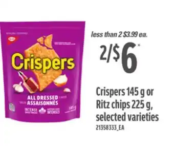 Zehrs Markets Crispers, 145 g or ritz chips, 225 g offer