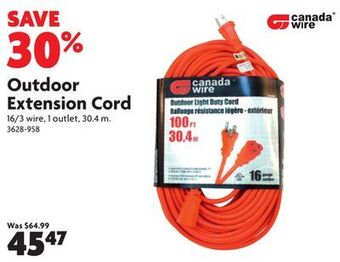 Home Hardware Outdoor extension cord offer