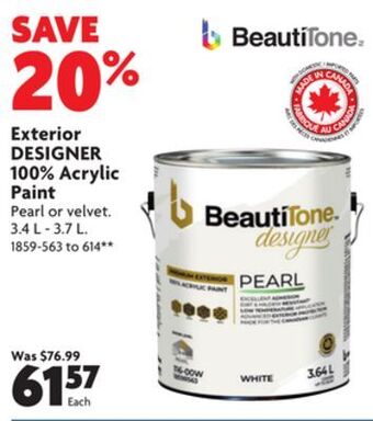 Home Hardware Exterior designer 100% acrylic paint offer