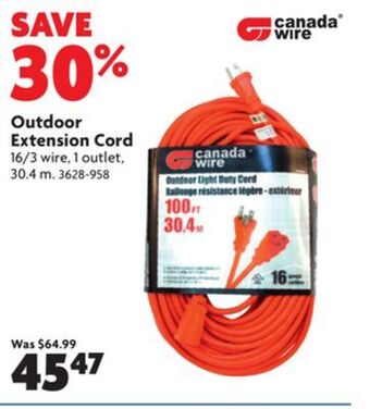 Home Hardware Outdoor extension cord offer