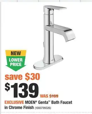 Home Depot Moen® genta™ bath faucet in chrome finish offer