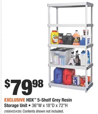 Home Depot Hdx™ 5-shelf grey resin storage unit offer