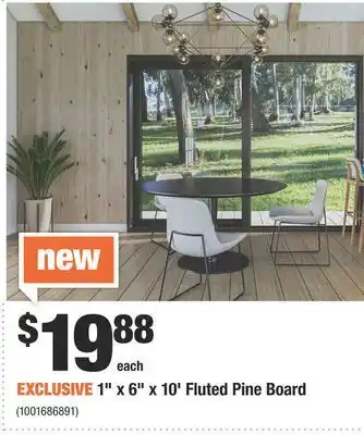Home Depot 1" x 6" x 10' fluted pine board offer