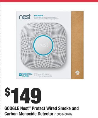 Home Depot Google nest™ protect wired smoke and carbon monoxide detector offer
