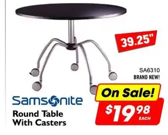 Factory Direct Samsonite round table with casters offer