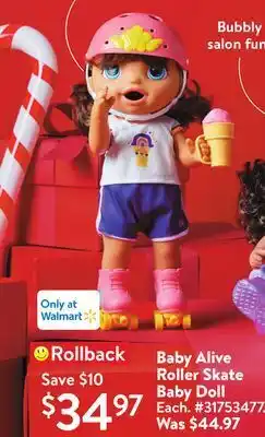 Walmart Baby alive roller skate baby doll offer