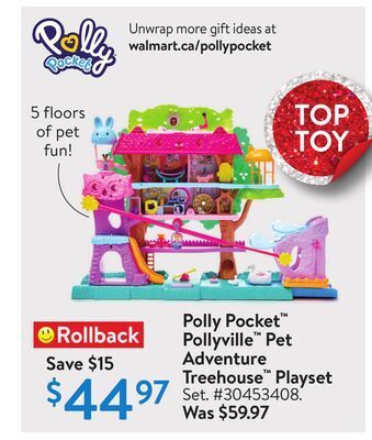 Walmart Polly pocket™ pollyville™ pet adventure treehouse™ playset offer