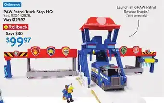Walmart Paw patrol truck stop hq offer