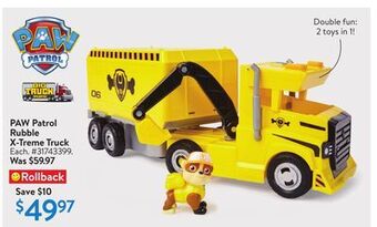 Walmart Paw patrol rubble x-treme truck offer