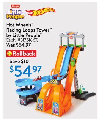 Walmart Hot wheels® racing loops tower® by little people® offer
