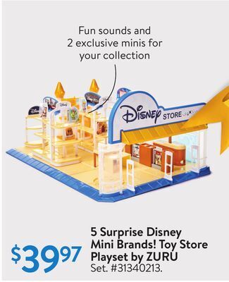 Walmart 5 surprise disney mini brands! toy store playset by zuru offer