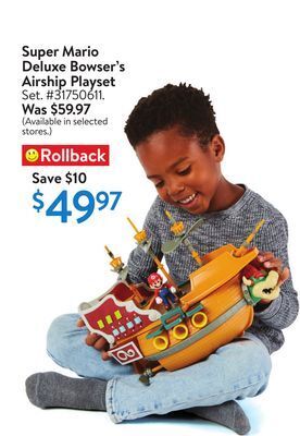 Walmart Super mario deluxe bowser's airship playset offer