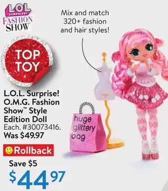 Walmart L.o.l. surprise! o.m.g. fashion show" style edition doll offer