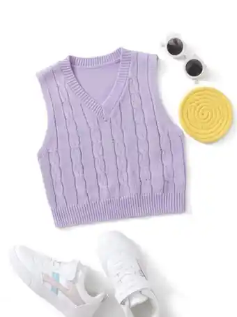 SheIn Shein girls cable knit sweater vest offer