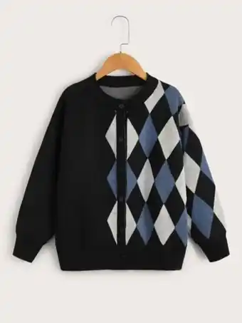 SheIn Shein girls argyle paneled cardigan offer