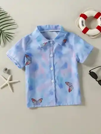 SheIn Toddler girls tie dye button front shirt offer