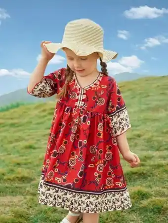 SheIn Shein toddler girls 1pc floral print smock dress offer