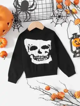 SheIn Shein toddler boys skull pattern sweater offer