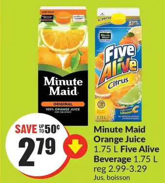 FreshCo Minute maid orange juice | five alive beverage offer