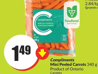 FreshCo Compliments mini peeled carrots offer