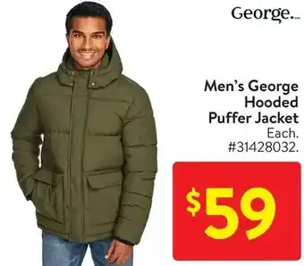Walmart Men's george hooded puffer jacket offer