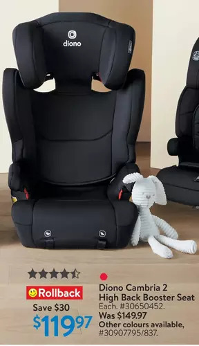 Walmart Diono cambria 2 high back booster seat offer