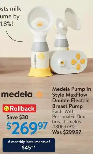 Walmart Medela pump in style maxflow double electric breast pump offer