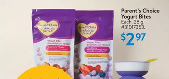 Walmart Parent's choice yogurt bites offer