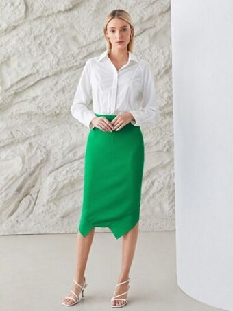 SheIn Motf premium viscose asymmetrical knit skirt offer