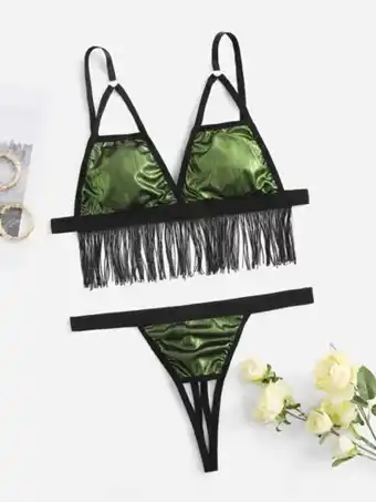 SheIn Plus fringe hem metallic lingerie set offer