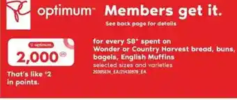 Loblaws Wonder or country harvest bread, buns, bagels, english muffins offer