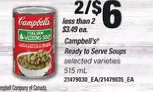Loblaws Campbell's ready to serve soups offer