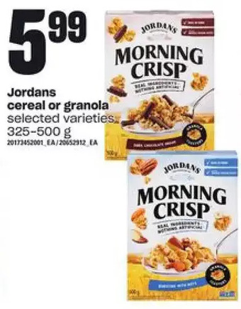 Loblaws Jordans cereal or granola offer