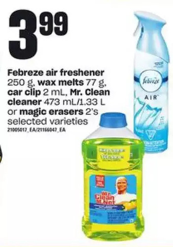 Loblaws Febreze air freshener, wax melts, car clip, mr. clean cleaner or magic erasers offer