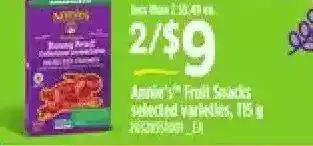 Zehrs Markets Annie's fruit snacks offer