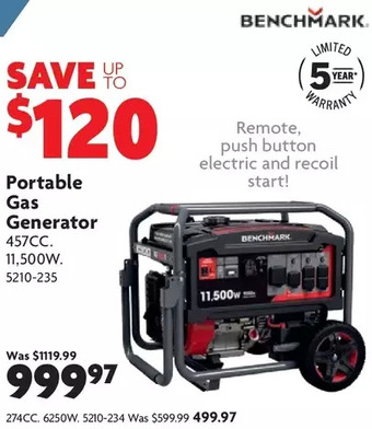 Home Hardware Portable gas generator: 274cc | 457cc offer