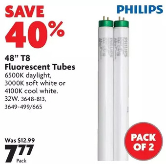 Home Hardware 48" t8 fluorescent tubes offer