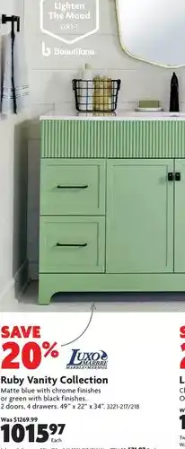 Home Hardware Ruby collection vanity offer