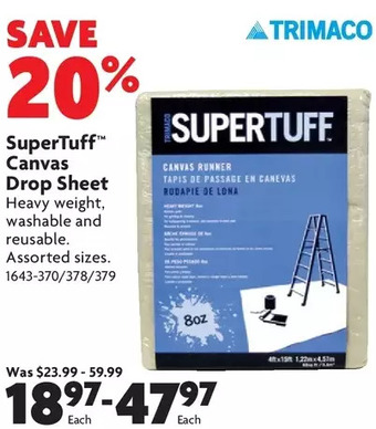 Home Hardware Supertuff canvas drop sheet offer