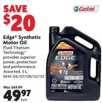 Home Hardware Edge synthetic motor oil offer