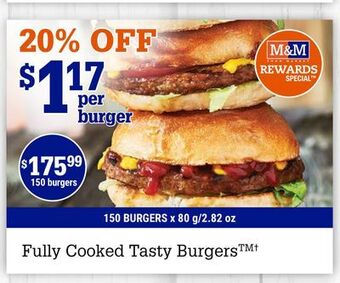 M & M Food Market Fully cooked tasty burgers™† offer