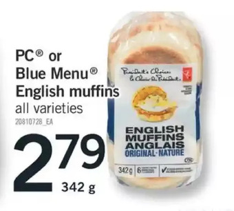 Fortinos Pc or blue menu english muffins offer