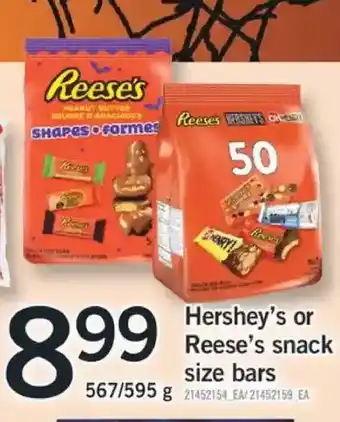 Fortinos Hershey's or reese's snack size bars offer