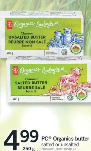 Fortinos Pc organics butter offer