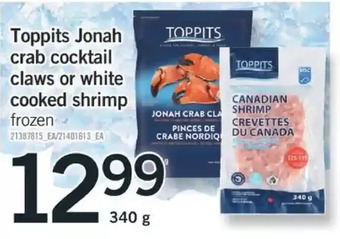 Fortinos Toppits jonah crab cocktail claws or white cooked shrimp offer