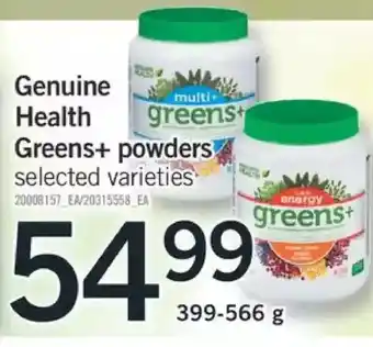Fortinos Genuine health greens+ powders offer