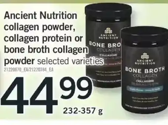 Fortinos Ancient nutrition collagen powder, collagen protein or bone broth collagen powder offer