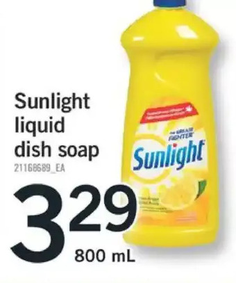 Fortinos Sunlight liquid dish soap offer