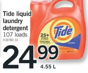Fortinos Tide liquid laundry detergent offer