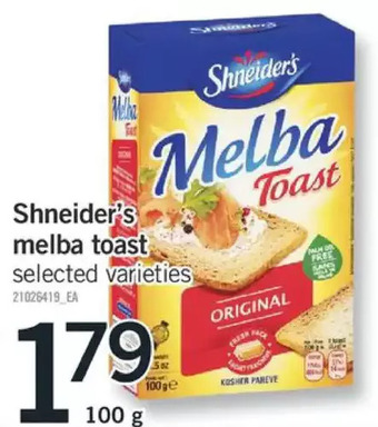 Fortinos Shneider's melba toast offer
